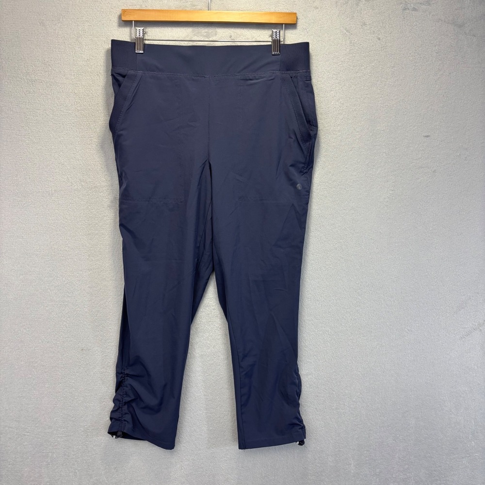 Apana Hiking Capri Pants Women Medium Blue Cinch Hem Lightweight Activewear